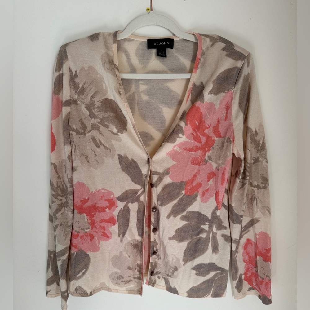 St John floral Cardigan with shoulder pads